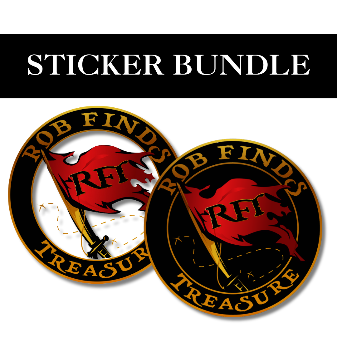 Black Rob Finds Treasure Sticker and White Rob Finds Treasure Sticker, Black RFT Sticker and White RFT Sticker