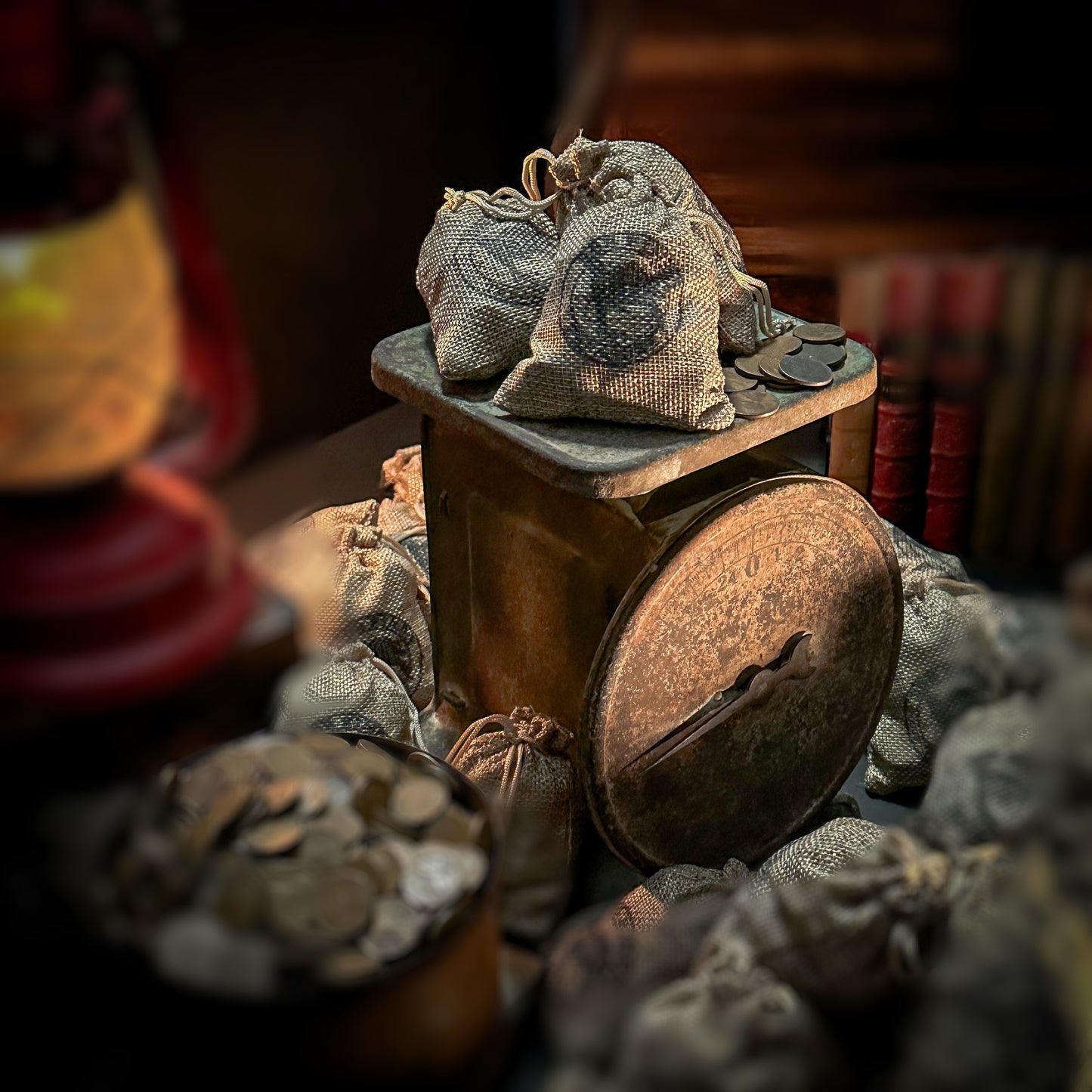 Wheat Cents and RFT sacks with background