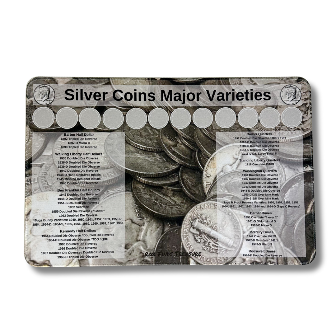 SILVER COIN HUNTING MAT MAJOR VARIETIES 11