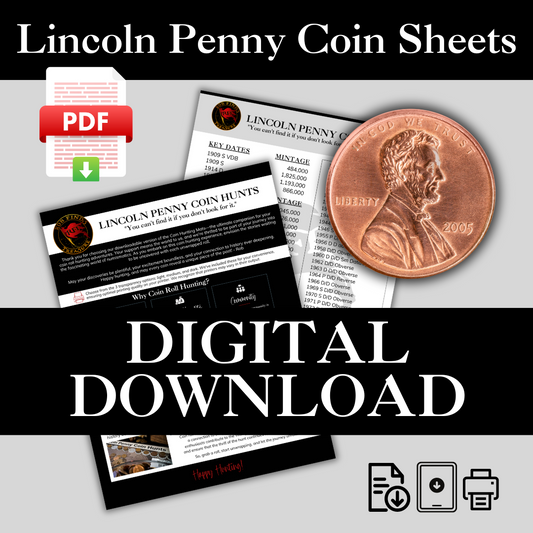 RFT LINCOLN PENNY COIN HUNTING SHEETS