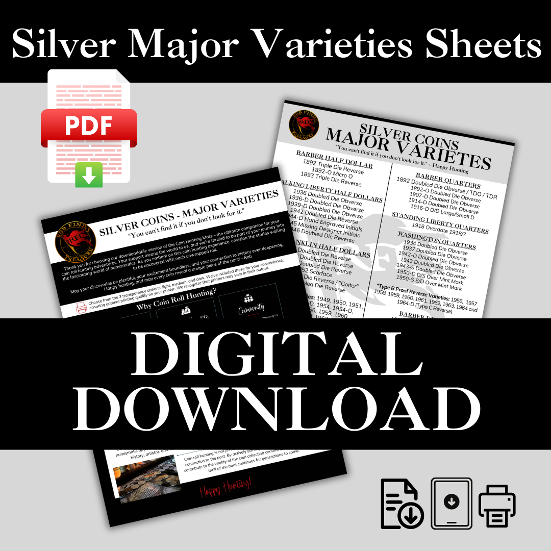 rft silver varieties coin hunting sheet